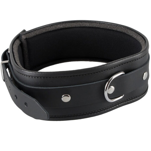 Zado Læder Halsbånd Med D-ring - Black - L/xl