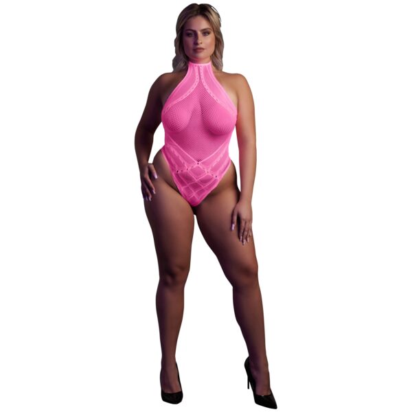 Ouch! Glow In The Dark Neon Pink Body Plus Size - Pink - Plus Size