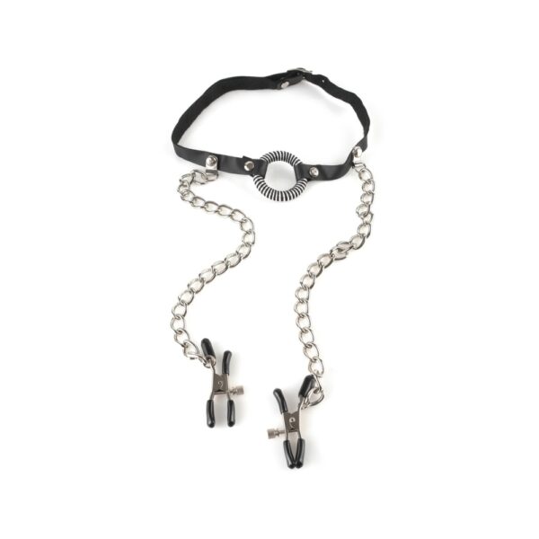 Fetish O-ring Gag Med Brystklemmer