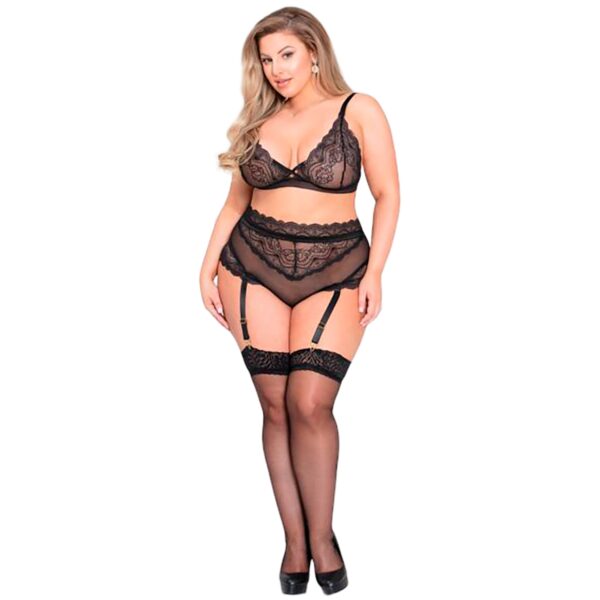 Seven Til Midnight Sweet Rose Plus Size Sort Bh Sæt - Sort - 3xl/4xl
