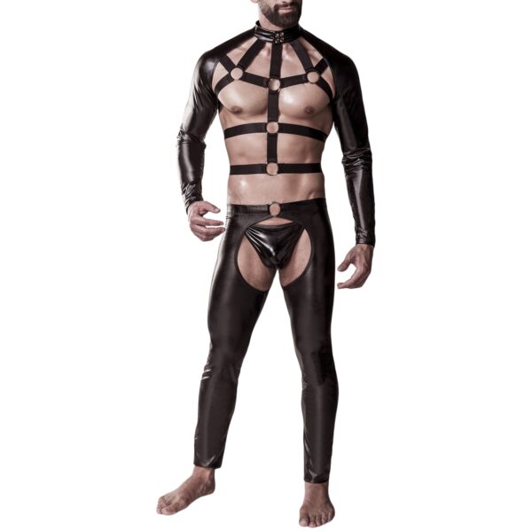 Grey Velvet Men Full Body Harness - Sort - M/l